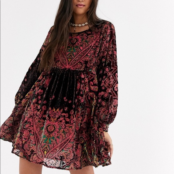 Free People Dresses & Skirts - Free People Mirror Mirror Velvet Mini Dress